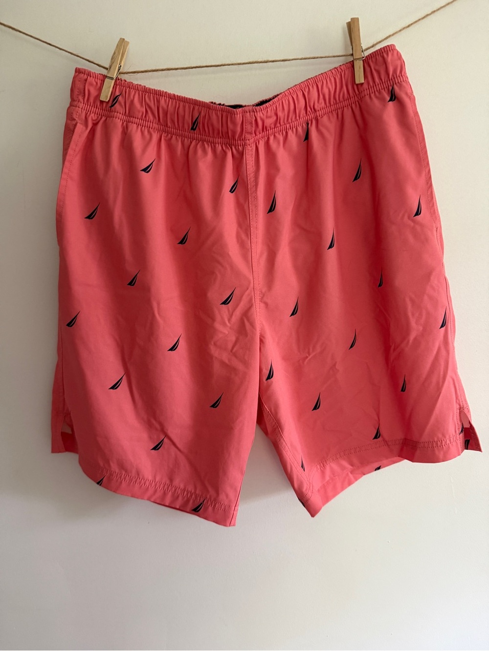 Nautica Men's Coral Swim Shorts with Sail Embroidery